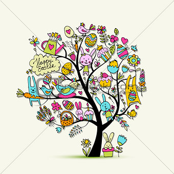 Easter holiday tree, sketch for your design