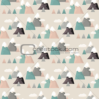 Mountain seamless pattern. Flat style cartoon Mountain.