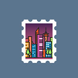 Stamp with night city