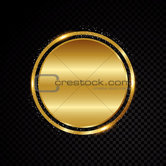 Vector circle frame. Shining banner. Isolated on black transparent background. Vector illustration