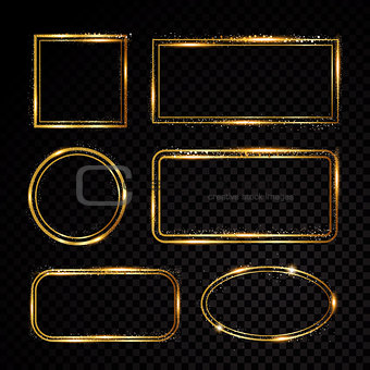 Vector frames collection . Shining banner. Isolated on black transparent background. Vector illustration