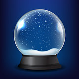 Winter Snow Globe With Blue Background