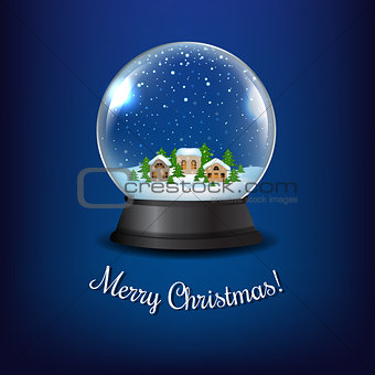Winter Snow Globe With Blue Background