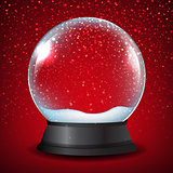 Winter Snow Globe With Red Background