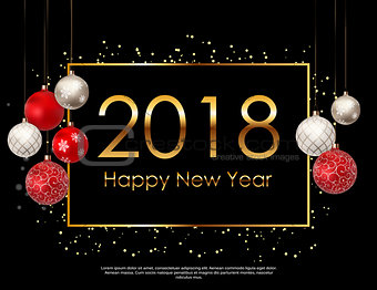 2018 New Year Background with Christmas Ball. Vector Illustration