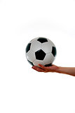 black and white soccer ball on the white background