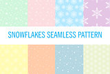 Snowflakes seamless pattern. Snow falls background. Vector illustration.