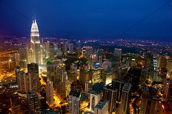 Top View Kuala Lumpur city skyline night