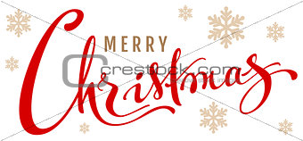 Merry Christmas calligraphy text. Isolated on white