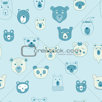 Vector Seamless Pattern with  Bears
