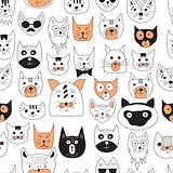 Vector Seamless Pattern with Cats
