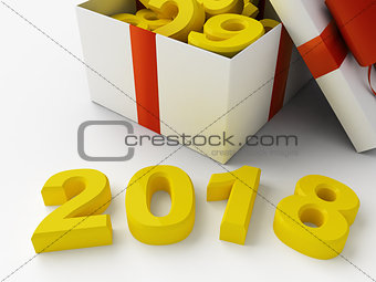 2018 New Year background with gift