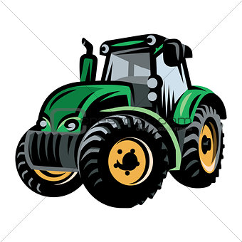 colored vector tractor pattern on farm background