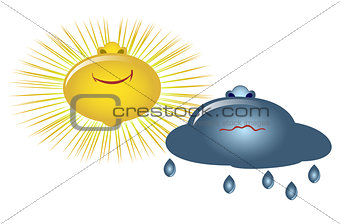 Emoji. Emoticons in the form of sun and clouds. EPS10 vector illustration