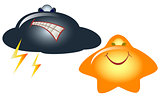 Emoji. Emoticons in the form of funny cloud and star on white background. EPS10 vector illustration