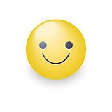 Slightly cartoon smiling yellow vector face. Smiling fun emoticon with happy mood. Glad smile icon for applications and chat. Joy emotion