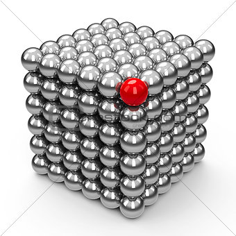 The Neocube spheres with red sphere