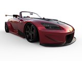 Modern dark red sports convertible. Open car with tuning. 3d rendering.