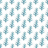 Watercolor seamless pattern with fir branch