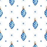 Christmas pattern with blue decorations 