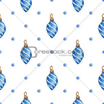 Christmas pattern with blue decorations 