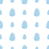 Watercolor seamless pattern with blue trees