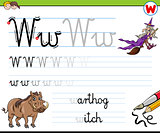 how to write letter W worksheet for kids