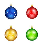 set of christmas balls with snowflakes for decorations