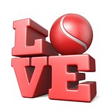 Word LOVE with tennis ball 3D
