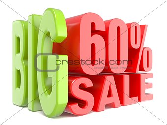 Big sale and percent 60% 3D words sign