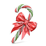 Christmas decoration made of candy cane and ribbon bow 3D