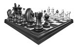 Chess board with all chess pieces 3D