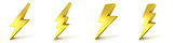 Lightning symbols, 3D golden signs