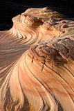 Upper second Wave sandstone rock formation in Arizona United of America near border with Utah situated in North Coyote Buttes in the Paria Canyon-Vermilion Cliffs Wilderness of the Colorado Plateau