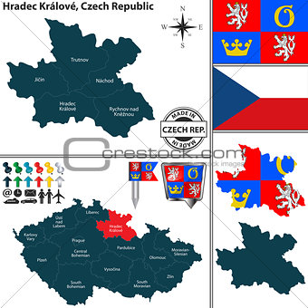 Map of Hradec Kralove, Czech Republic