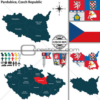 Map of Pardubice, Czech Republic