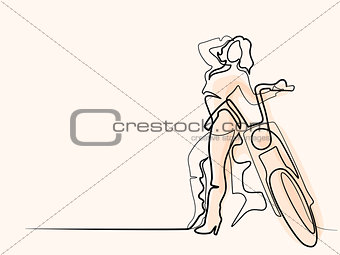 Woman standing near motorbike