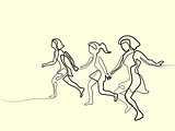 three runners - continuous line drawing