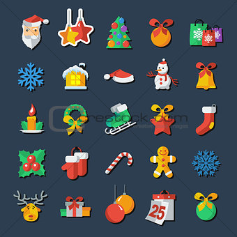 Set of Christmas and New Year icons vector clipart