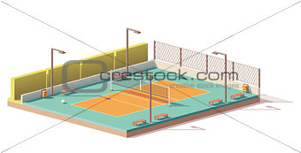 Vector low poly volleyball court