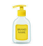 Liquid soap realistic packaging,. 3d bottle mock-up for brand template. Vector illustration.