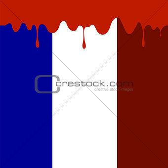 Flag of France and Blood Splatter.