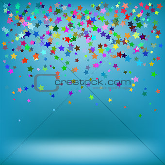 Set of Colorful Stars on Azure Background