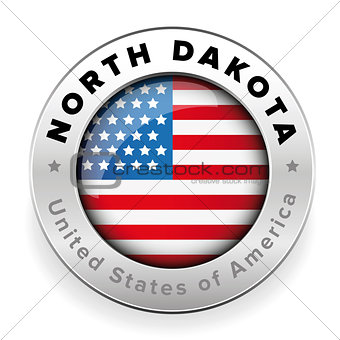 North Dakota Usa flag badge button