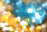 background gold with blue,glowing sequins
