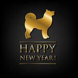 New Year Card With Golden Dog