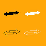Two side arrows black and white set icon.