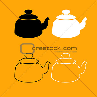 Teapot black and white set icon.