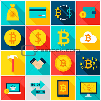 Currency Bitcoin Colorful Icons