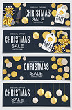 Abstract Vector Illustration Christmas Sale, Special Offer Background with Gift Box and Golden Ball. Winter Hot Discount Card TEmplate